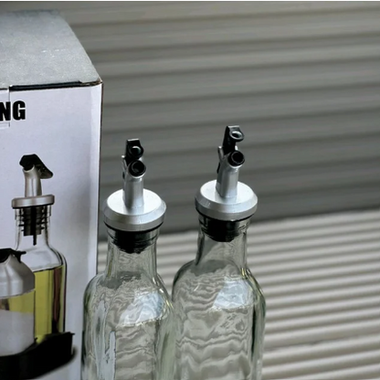 5 Piece Glass Oil Dispenser & Spice Jar Set with Anti-Dust Spout